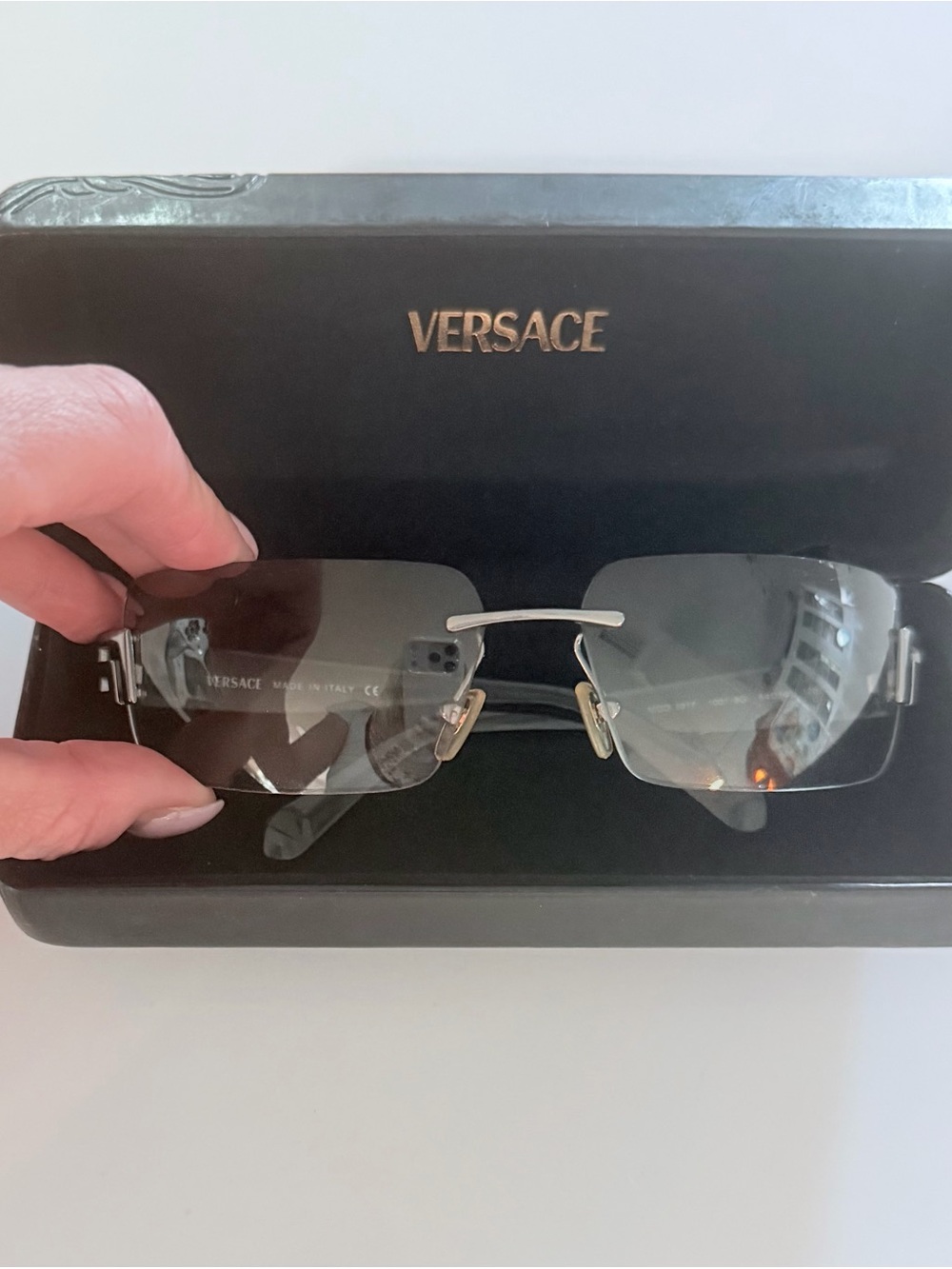 Versace Unisex Rimless Sunglasses in Smoke Gradient